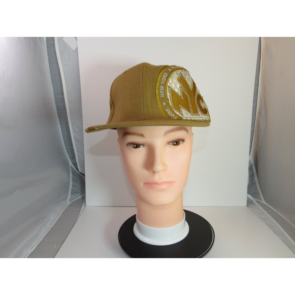 KBETHOS Hat NYC Baseball Cap Men's‎ XL Tan Gold Glitter Holographic Flat Brim